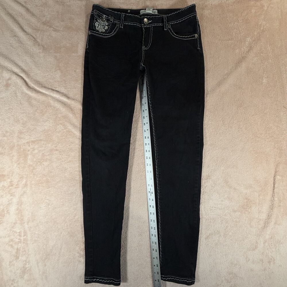 Raw Blue Women 11/12 Vintage Fleur De Lis Embroidered Jeans - Picture 2 of 9